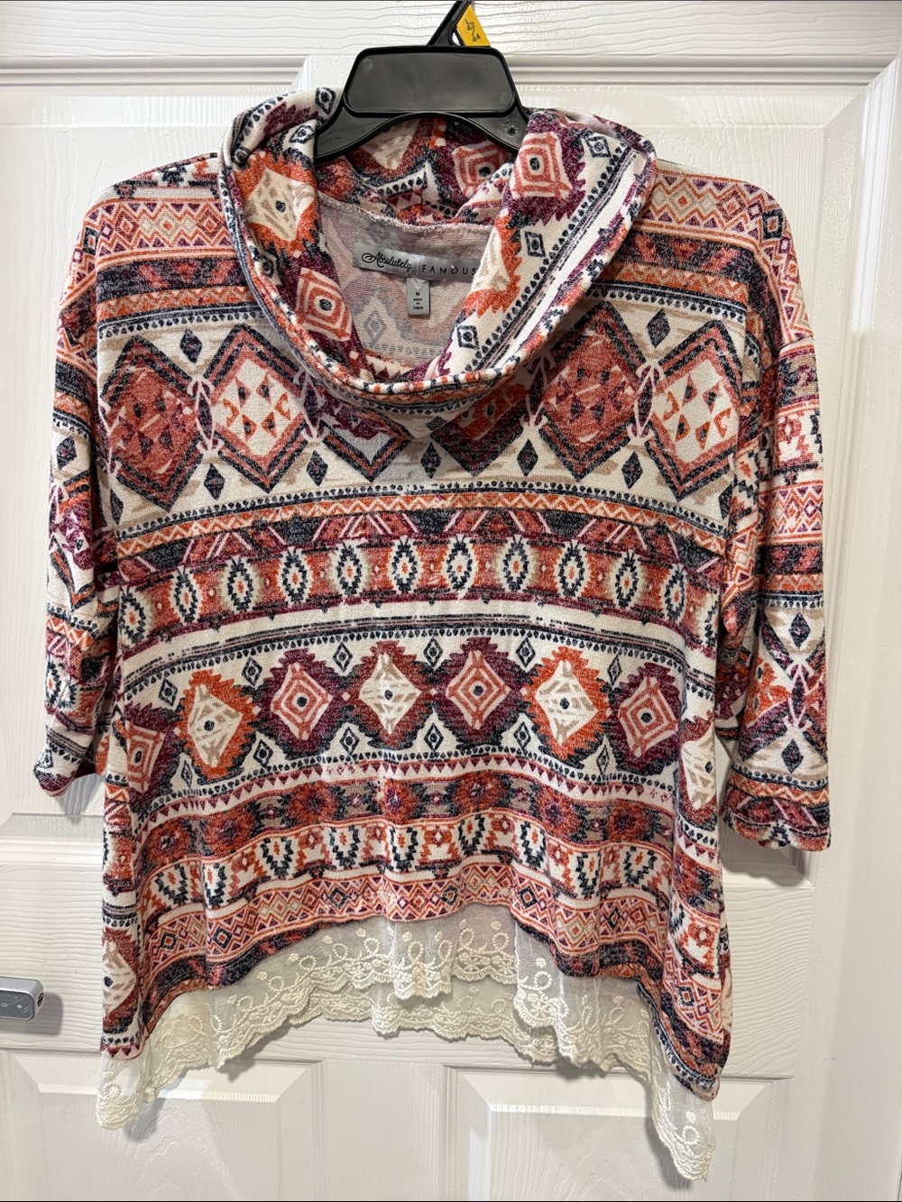 Absolutely Famous Rust Multi Cowl Neck Lace-Hem Tunic